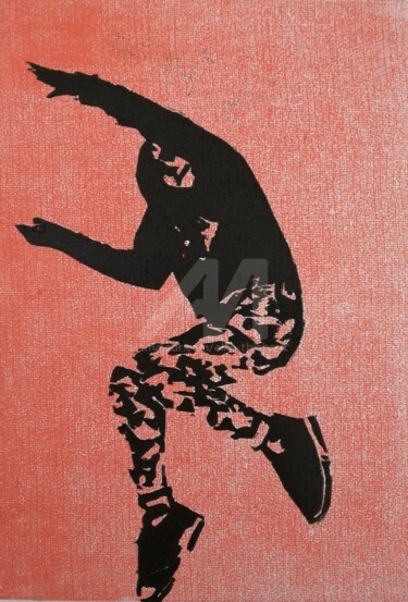 La Chute (version rouge) Printmaking titled "La Chute (version r…" by Elke Thiébaut, Original Art, Linocuts