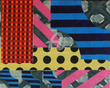 Schilderij getiteld "Dots and Stripes" door Elke Thiébaut, Origineel Kunstwerk, Acryl