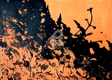 Estampas & grabados titulada "Jardin" por Elke Thiébaut, Obra de arte original, Linograbados