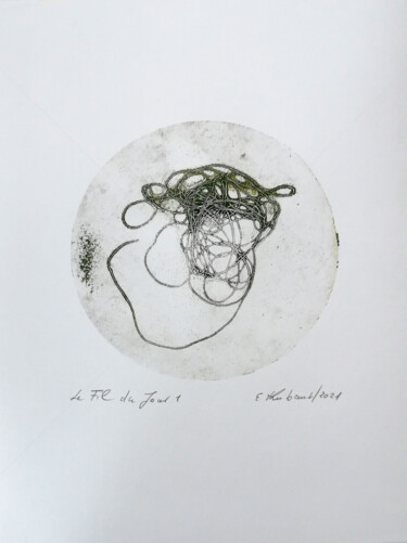 Druckgrafik mit dem Titel "Le Fil du Jour 1" von Elke Thiébaut, Original-Kunstwerk, Monotypie