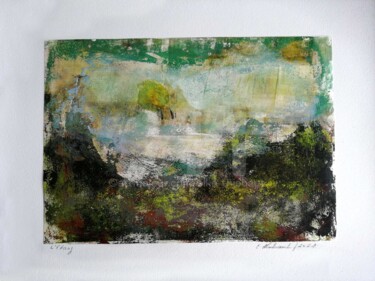 Printmaking titled "L'Etang" by Elke Thiébaut, Original Artwork, Monotype