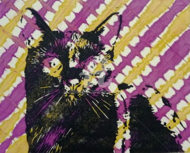 Printmaking titled "Cat" by Elke Thiébaut, Original Artwork, Linocuts