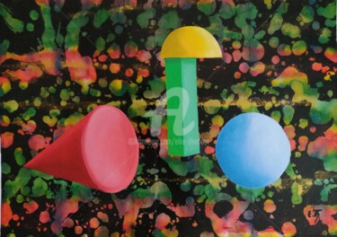 Malerei mit dem Titel "Le Toit" von Elke Thiébaut, Original-Kunstwerk, Öl