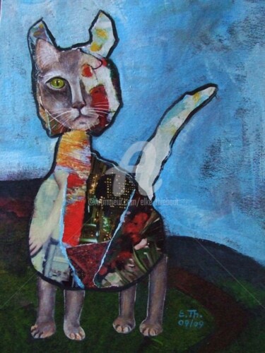 Peinture intitulée "Le Chat Perdu" par Elke Thiébaut, Œuvre d'art originale, Autre
