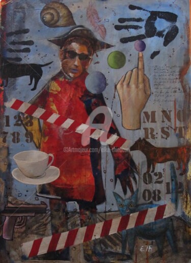 Malerei mit dem Titel "Aucune Idée" von Elke Thiébaut, Original-Kunstwerk, Öl