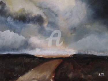 Painting titled "Le Chemin de Campag…" by Elke Thiébaut, Original Artwork, Oil