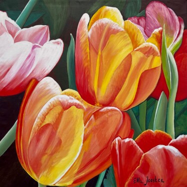 Painting titled "Tulips 11" by Ella Joosten, Original Artwork, Acrylic