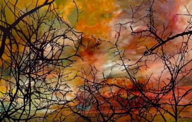 Pintura intitulada "Forest Silhouette S…" por Ella Joosten, Obras de arte originais, Acrílico