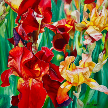 Painting titled "Irises Two" by Ella Joosten, Original Artwork, Acrylic