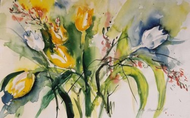 20o3 Frühlingsstrauss Aquarelle Malerei mit dem Titel "20o3 Frühlingsstrau…" von Ella Kleedorfer-Egger, Original-Kunstwerk