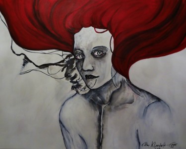 Malerei mit dem Titel "Lady in Rot" von Ella Kleedorfer-Egger, Original-Kunstwerk, Acryl
