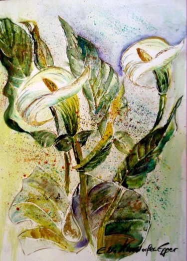 Malerei mit dem Titel "Callasblüten" von Ella Kleedorfer-Egger, Original-Kunstwerk