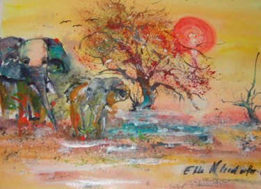 Painting titled "Elefanten" by Ella Kleedorfer-Egger, Original Artwork