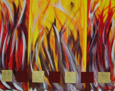 Malerei mit dem Titel "die Flammen" von Ella Kleedorfer-Egger, Original-Kunstwerk