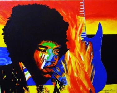 Malerei mit dem Titel "Jimmy  Hendrix" von Ella Kleedorfer-Egger, Original-Kunstwerk