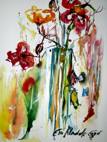 Painting titled "Stilleben-Vase" by Ella Kleedorfer-Egger, Original Artwork