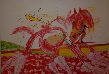 Malerei mit dem Titel "Rote Traumwelt" von Ella Kleedorfer-Egger, Original-Kunstwerk