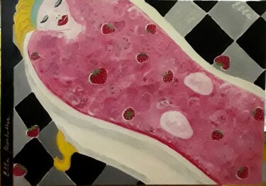 Schilderij getiteld "Strawberry bath" door Ella Manhattan, Origineel Kunstwerk, Acryl