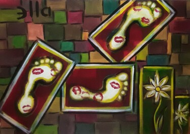 Painting titled "Footprints kisser" by Ella Manhattan, Original Artwork, Acrylic