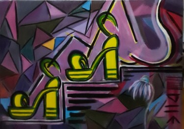 Pintura titulada "Yellow shoes" por Ella Manhattan, Obra de arte original, Acrílico