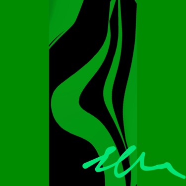 Digital Arts titled ""Curving green" Rei…" by Ella Manhattan, Original Artwork, Digital Painting