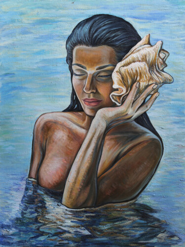 Painting titled "Sound of ocean" by Ellada Ismayil, Original Artwork, Oil