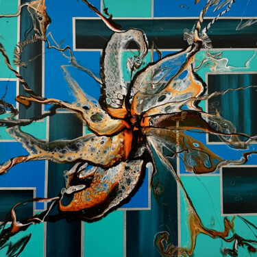 Pintura intitulada "Abstract blue" por Elléa, Obras de arte originais, Acrílico Montado em Armação em madeira