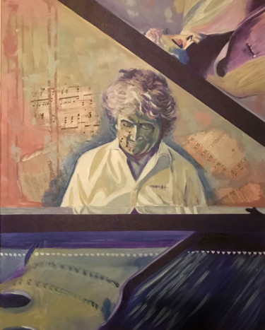 The Pianist Collages intitulée "The Pianist" par Elle Mccarthy, Œuvre d'art originale, Acrylique