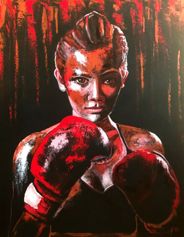 Painting titled ""Fearless"" by Elle Mccarthy, Original Artwork, Acrylic Mounted on Wood Stretcher frame