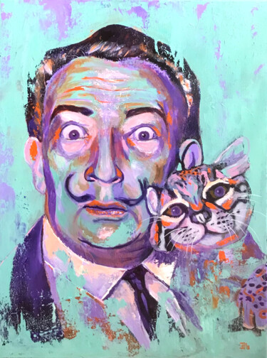 Painting titled ""Dali"" by Elle Mccarthy, Original Artwork, Acrylic Mounted on Wood Stretcher frame