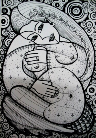 Рисунок под названием "woman1" - Ellen Carmona-Kochoa, Подлинное произведение искусства