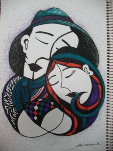 Zeichnungen mit dem Titel "Embrace" von Ellen Carmona-Kochoa, Original-Kunstwerk