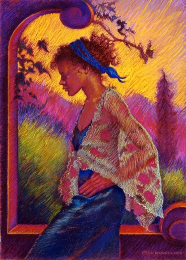 Ζωγραφική με τίτλο "Sunset" από Ellen Dreibelbis, Αυθεντικά έργα τέχνης, Παστέλ