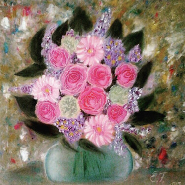 Peinture intitulée "Pink bouquet" par Ellen Frischbutter, Œuvre d'art originale, Huile