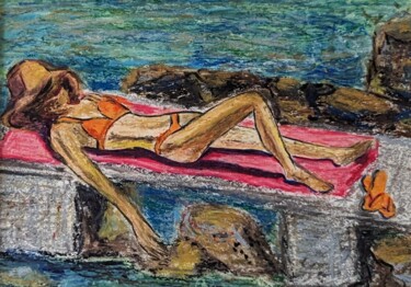 Ζωγραφική με τίτλο "МEin kleines Ölpast…" από Ellen Frischbutter, Αυθεντικά έργα τέχνης, Παστέλ Τοποθετήθηκε στο Χαρτόνι