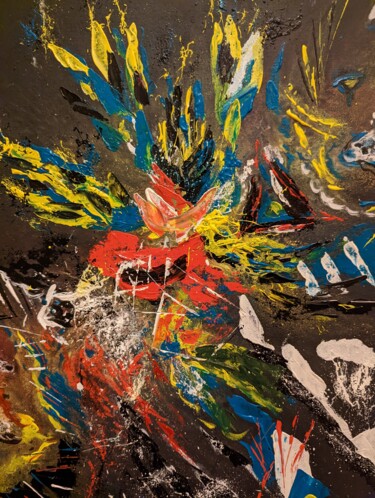 Картина под названием "Abstrakter Drache" - Ellen Frischbutter, Подлинное произведение искусства, Акрил