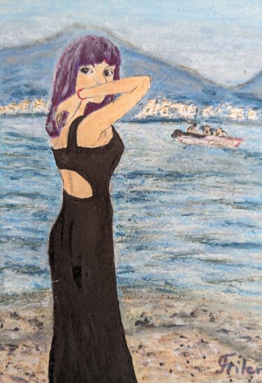 Картина под названием "Eye of the Tide" - Ellen Frischbutter, Подлинное произведение искусства, Пастель