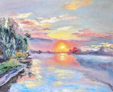 Schilderij getiteld "Sonnenuntergang am…" door Ellen Frischbutter, Origineel Kunstwerk, Olie