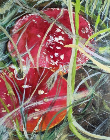 Schilderij getiteld "Rote Kappen" door Ellen Frischbutter, Origineel Kunstwerk, Olie