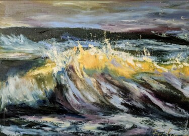 Malerei mit dem Titel "Sonnige Welle" von Ellen Frischbutter, Original-Kunstwerk, Öl