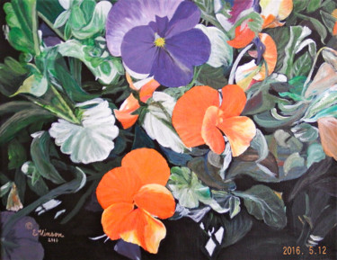 Painting titled "Flower Beauty 1" by Ellen Hinson, Original Artwork, Acrylic