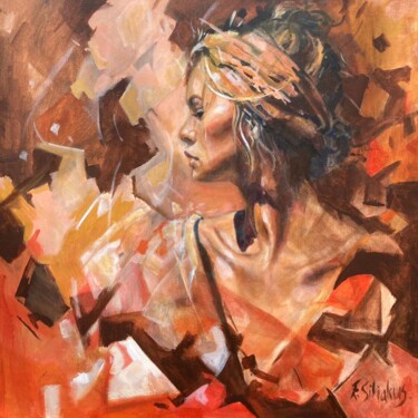 Painting titled "Woman with bandana" by Ellen Siliakus - Instagram Ellensiliakus, Original Artwork, Acrylic