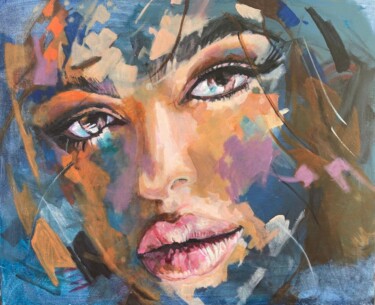 Pittura intitolato "Hazel eyes" da Ellen Siliakus - Instagram Ellensiliakus, Opera d'arte originale, Acrilico