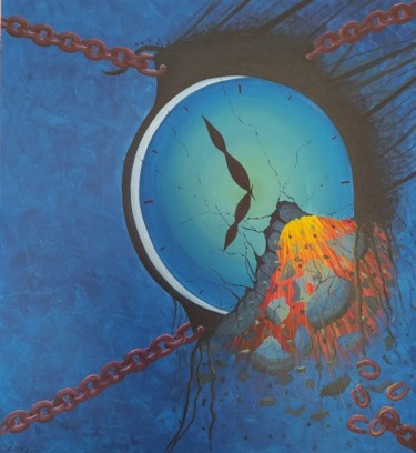 Schilderij getiteld "Times end" door Recep Aksu, Origineel Kunstwerk, pigmenten