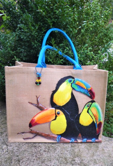 "Toucans Toucans!!" başlıklı Tekstil Sanatı Nora Leynadier tarafından, Orijinal sanat, Aksesuarlar