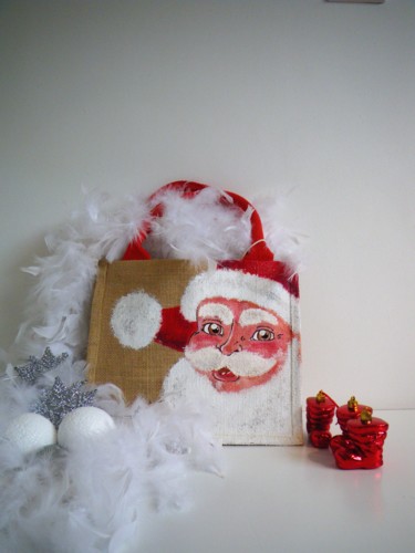 Arte textil titulada "Hello Santa Claus!" por Nora Leynadier, Obra de arte original, Accesorios