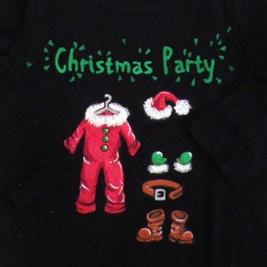 「Christmas Party」というタイトルのテキスタイルアート Nora Leynadierによって, オリジナルのアートワーク, 衣類