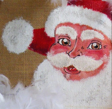 「ho ho ho Santa Clau…」というタイトルのテキスタイルアート Nora Leynadierによって, オリジナルのアートワーク, 付属品