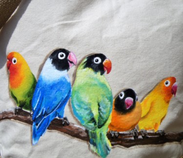 Arte têxtil intitulada "Brasilian birds #Ar…" por Nora Leynadier, Obras de arte originais, Acessórios