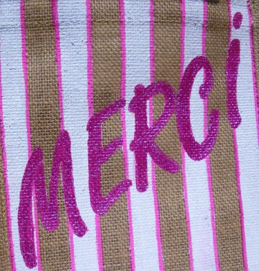Textile Art titled "Pink Merci #artists…" by Nora Leynadier, Original Artwork, Accessories